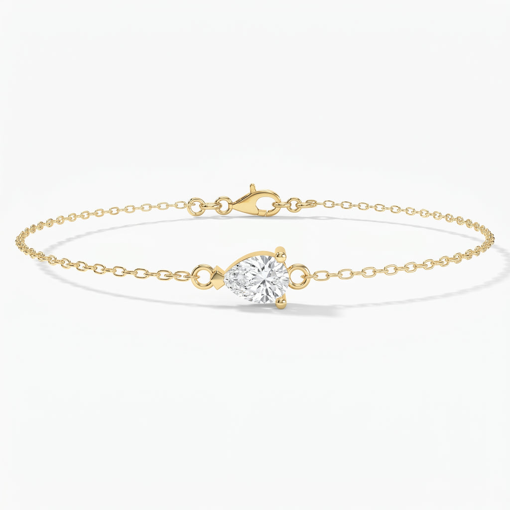 Pear Diamond Solitaire Chain Bracelet