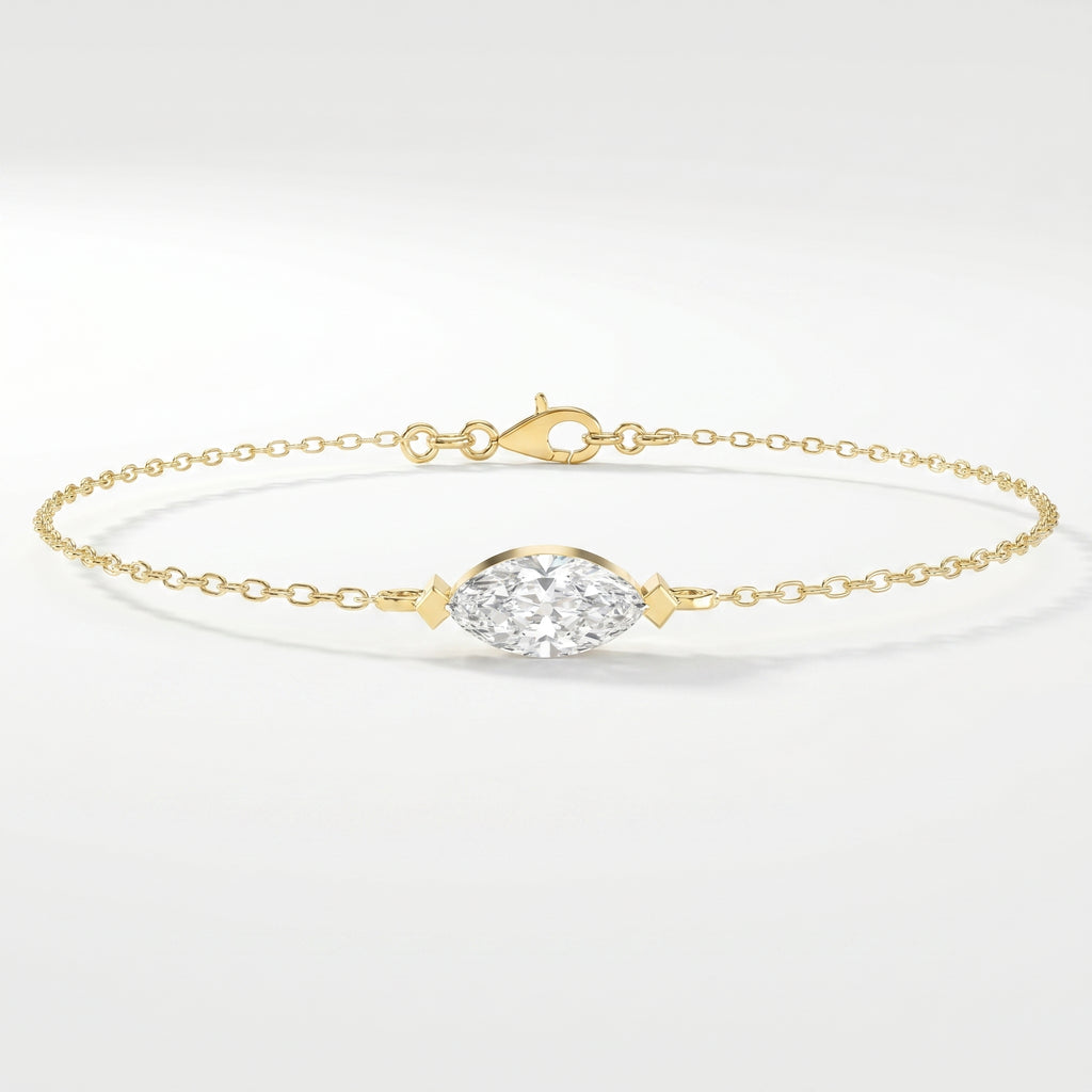 Elegant Marquise Diamond Solitaire Chain Bracelet