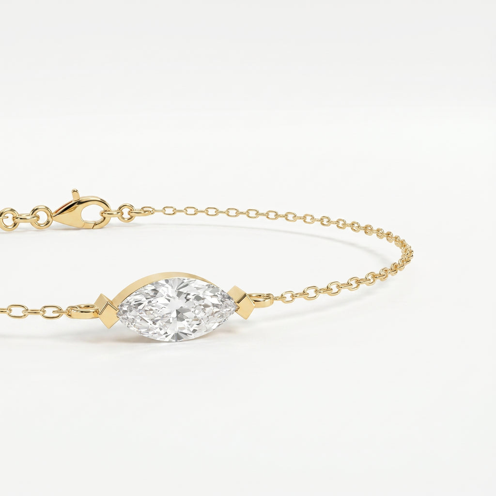 Elegant Marquise Diamond Solitaire Chain Bracelet