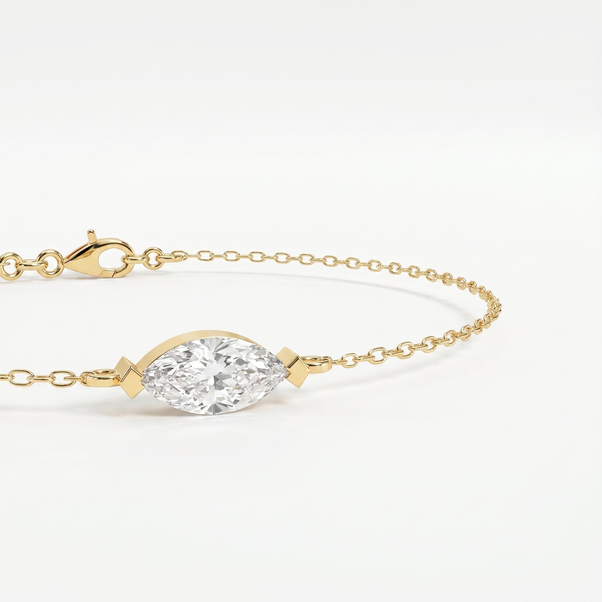 Elegant Marquise Diamond Solitaire Chain Bracelet
