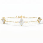 Round Diamond Verdant Bloom Clover Chain Bracelet