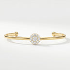 Floral Diamond Cluster Open Cuff Bracelet