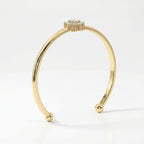 Floral Diamond Cluster Open Cuff Bracelet