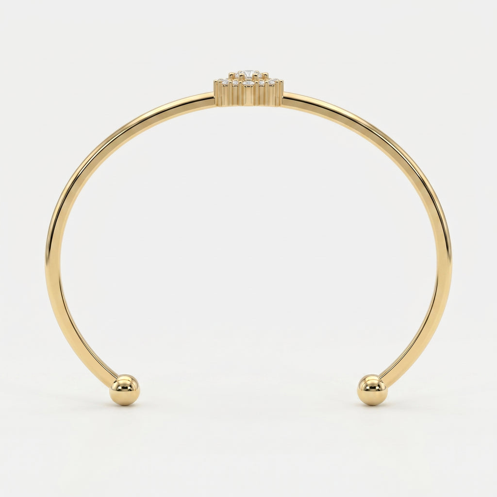 Floral Diamond Cluster Open Cuff Bracelet