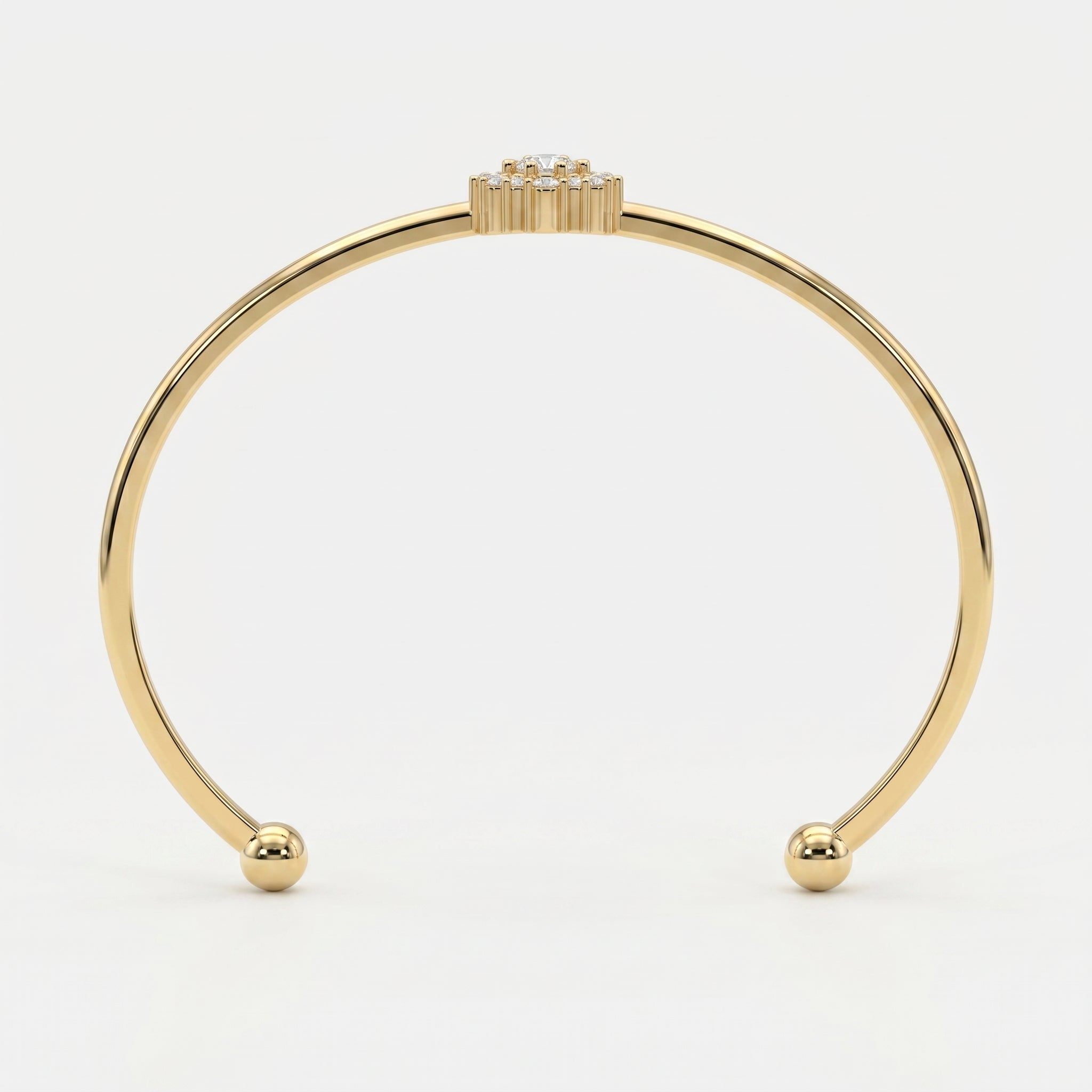 Floral Diamond Cluster Open Cuff Bracelet