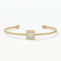 Luxury Cuff Bracelet with Square Halo Centerpiece – Princess Cut Diamond