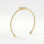 Luxury Cuff Bracelet with Square Halo Centerpiece – Princess Cut Diamond