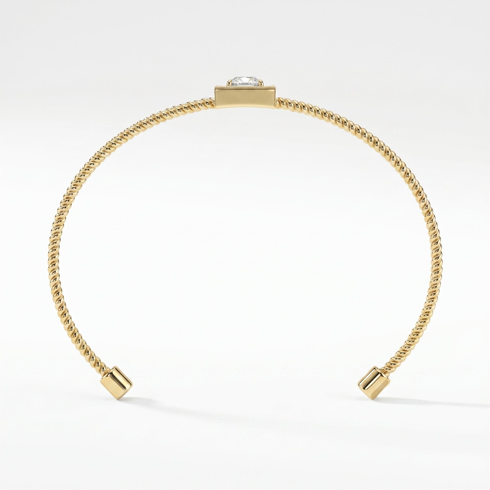 Luxury Cuff Bracelet with Square Halo Centerpiece – Princess Cut Diamond