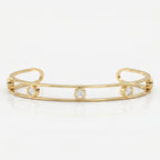 Minimalist Cuff Bracelet with Bezel Set Round Diamonds