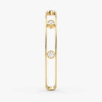 Minimalist Cuff Bracelet with Bezel Set Round Diamonds