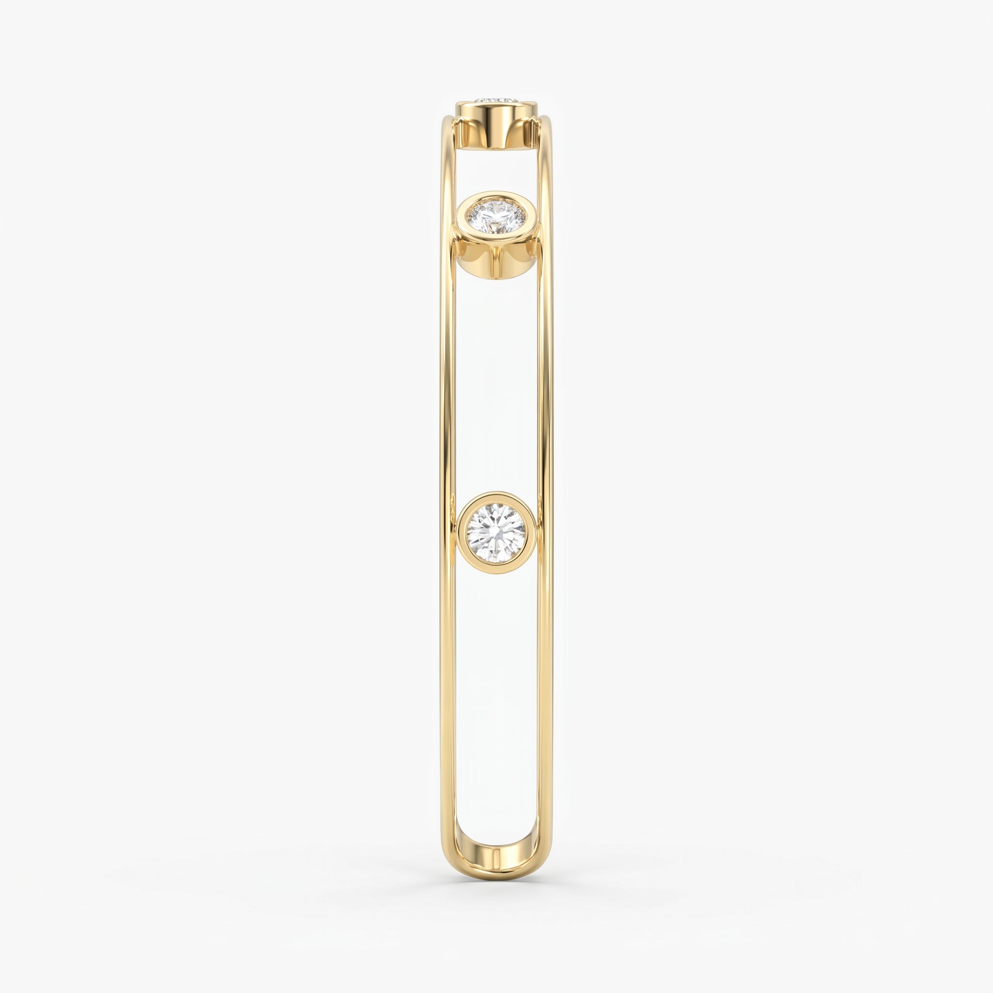 Minimalist Cuff Bracelet with Bezel Set Round Diamonds