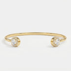 Elegant Open Cuff Bracelet with Round Halo Diamonds