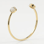 Elegant Open Cuff Bracelet with Round Halo Diamonds
