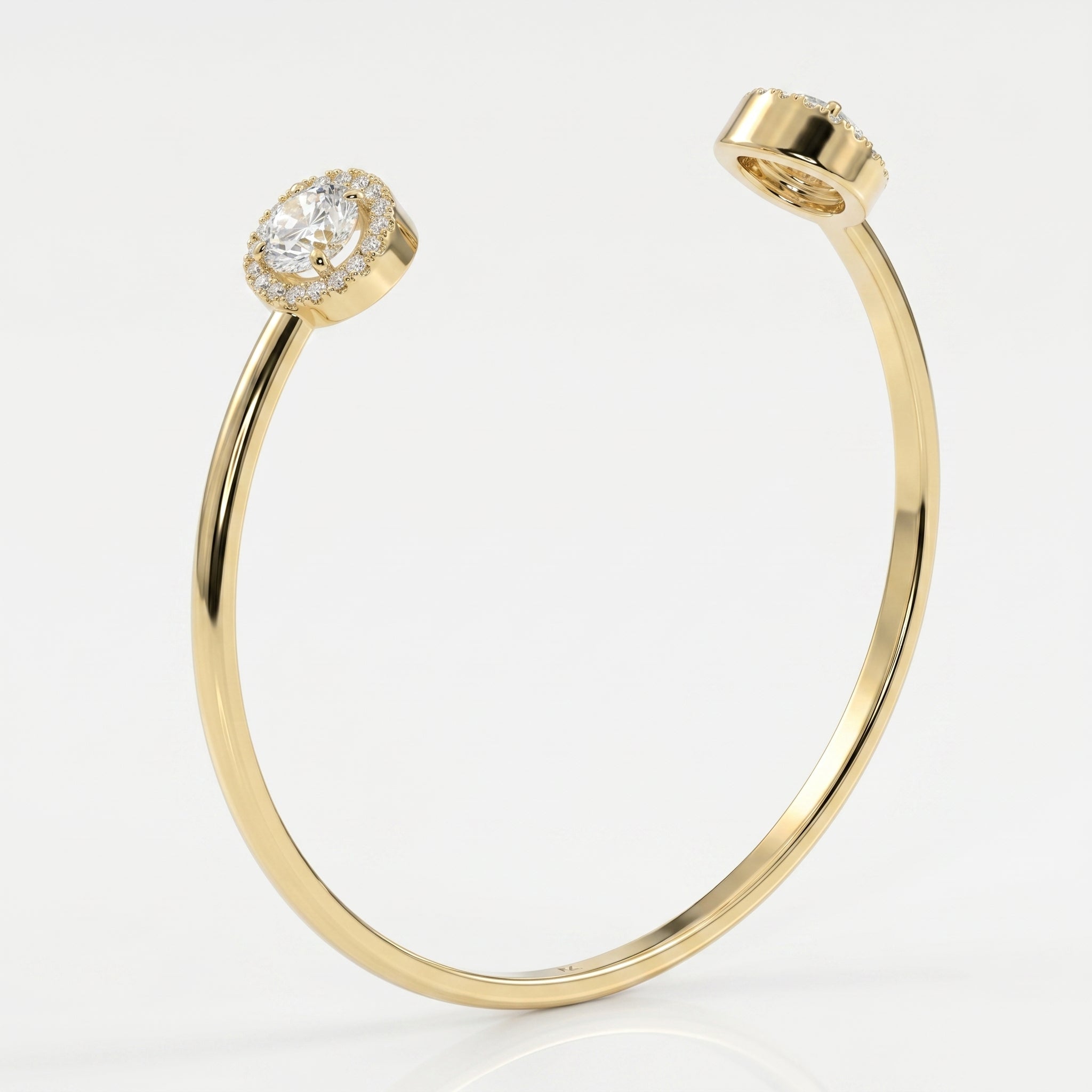 Elegant Open Cuff Bracelet with Round Halo Diamonds