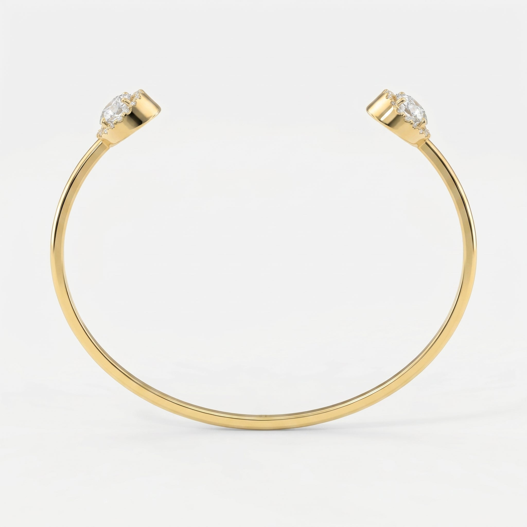 Elegant Open Cuff Bracelet with Round Halo Diamonds