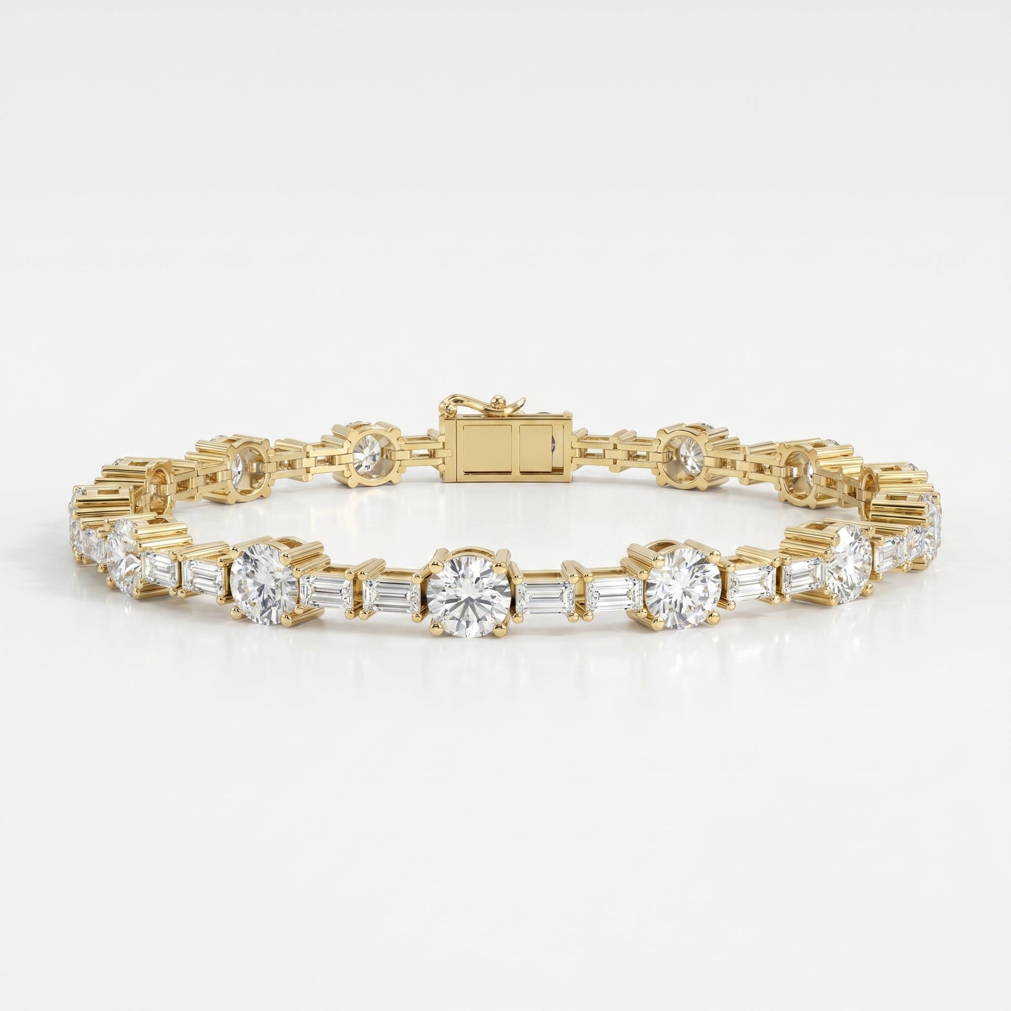 Round & Baguette Diamond Tennis Bracelet