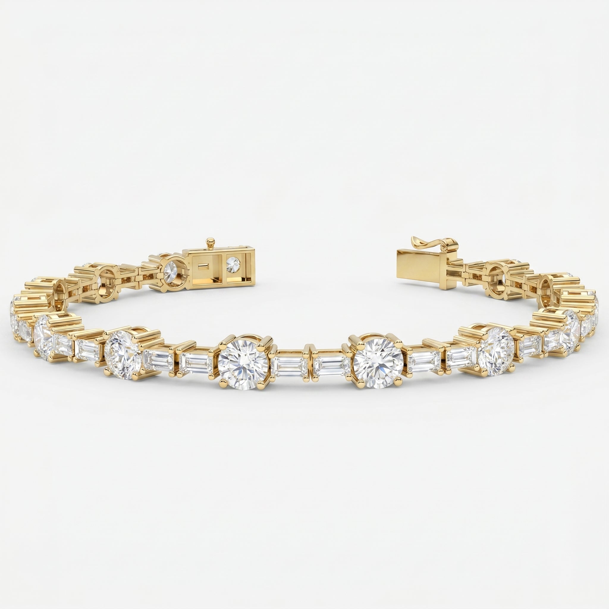 Round & Baguette Diamond Tennis Bracelet
