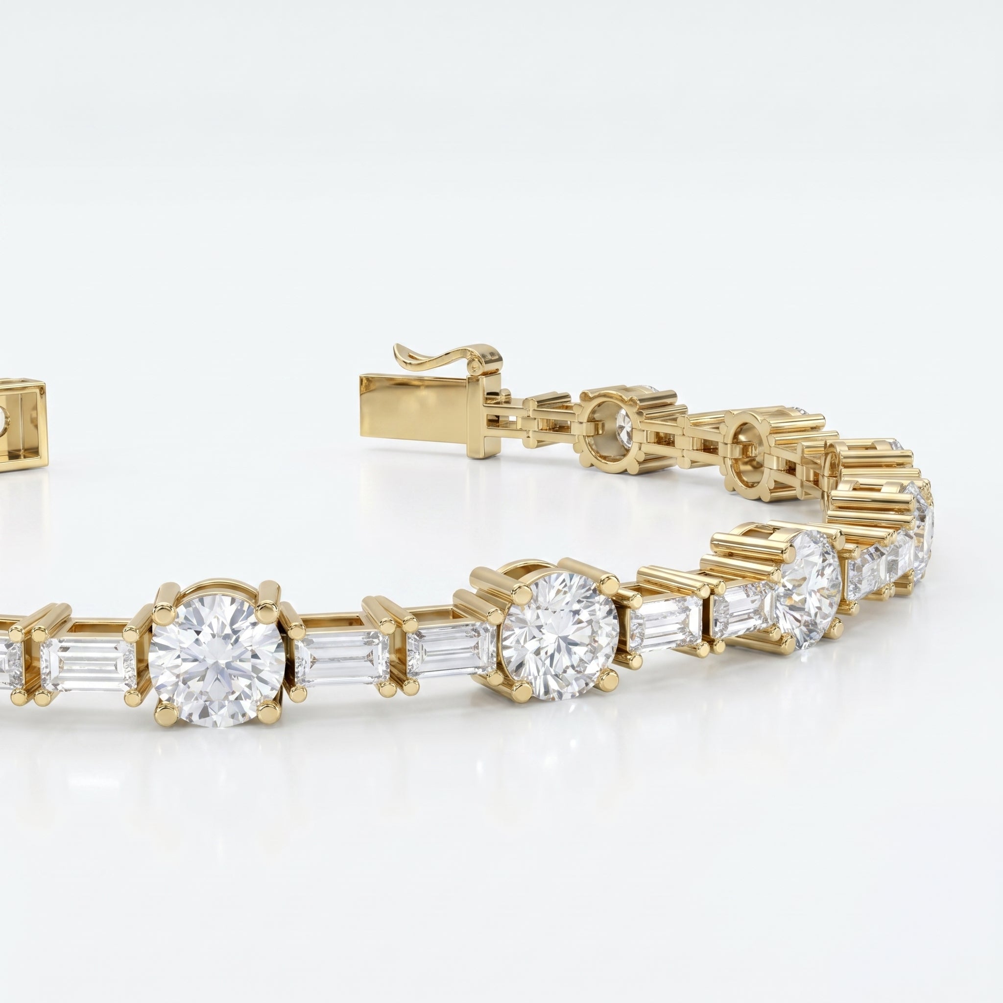 Round & Baguette Diamond Tennis Bracelet