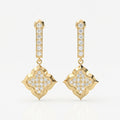 Round Cut Diamond Quatrefoil Drop Earrings