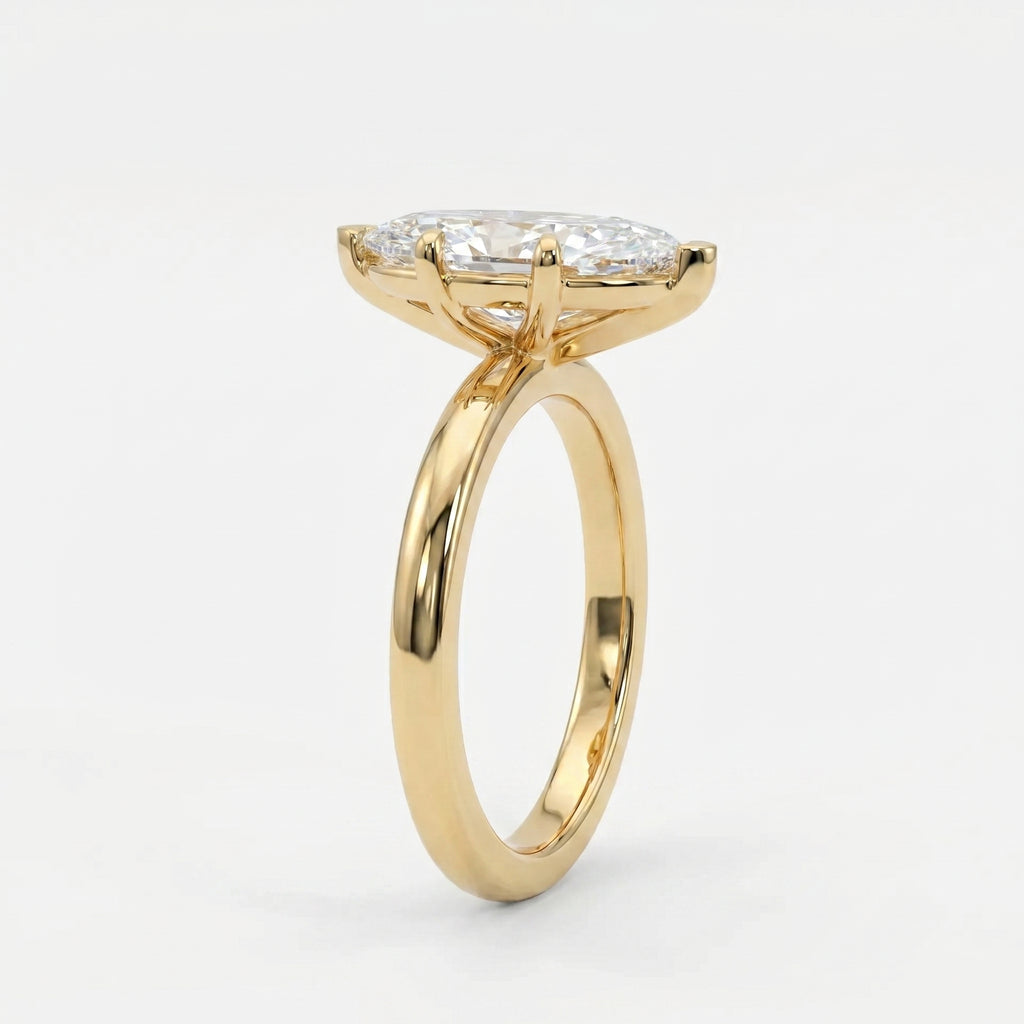 Dutch Marquise Cut Lab Diamond Solitaire Engagement Ring