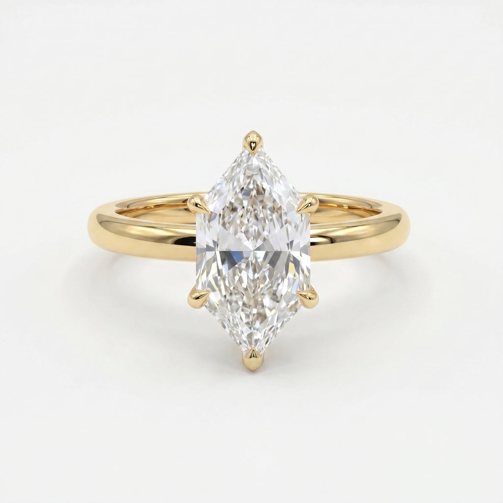 Dutch Marquise Cut Hidden Halo Round Diamond Engagement Ring