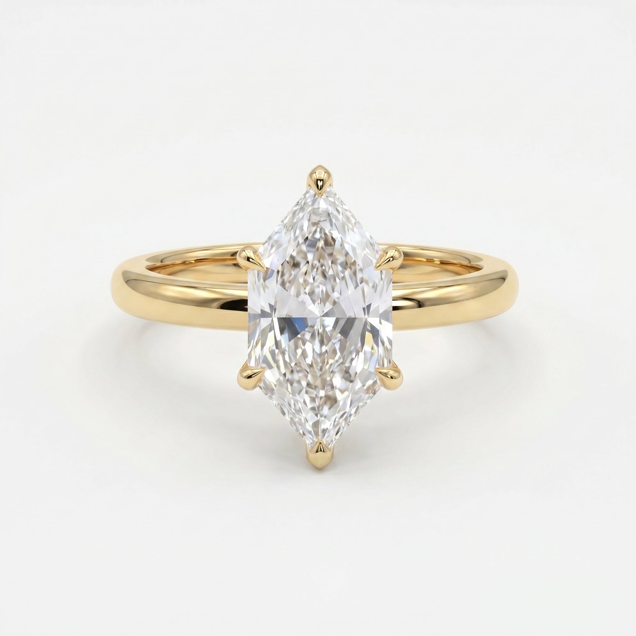 Dutch Marquise Cut Hidden Halo Round Diamond Engagement Ring