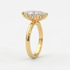Dutch Marquise Cut Hidden Halo Round Diamond Engagement Ring