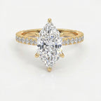 Dutch Marquise Cut Diamond round Accent Engagement Ring