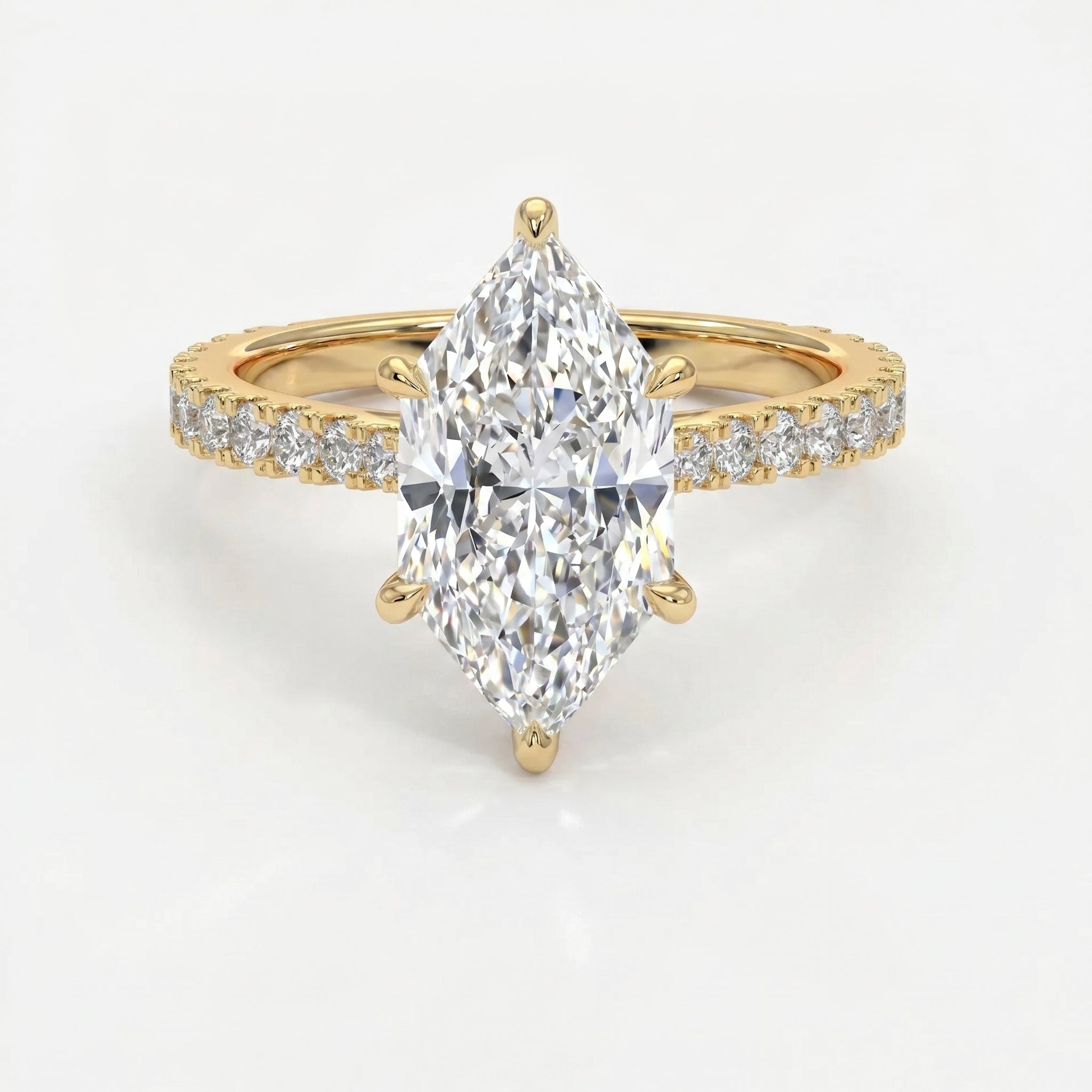Dutch Marquise Cut Diamond round Accent Engagement Ring