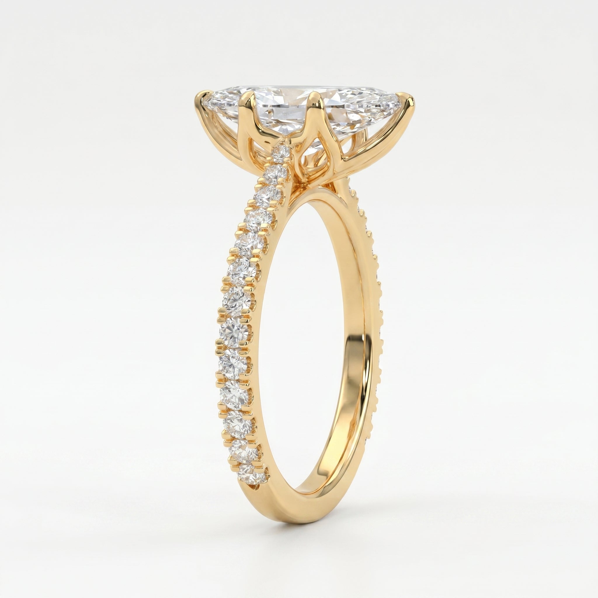 Dutch Marquise Cut Diamond round Accent Engagement Ring