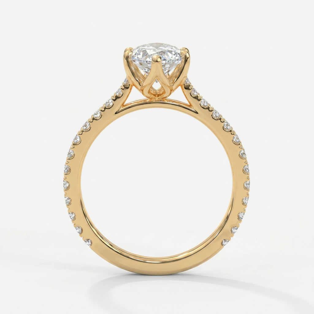 Dutch Marquise Cut Diamond round Accent Engagement Ring