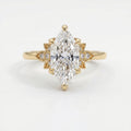 Dutch Marquise Cut Lab Diamond Floral Side Cluster Design Engagement Ring