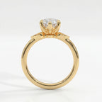 Dutch Marquise Cut Lab Diamond Floral Side Cluster Design Engagement Ring