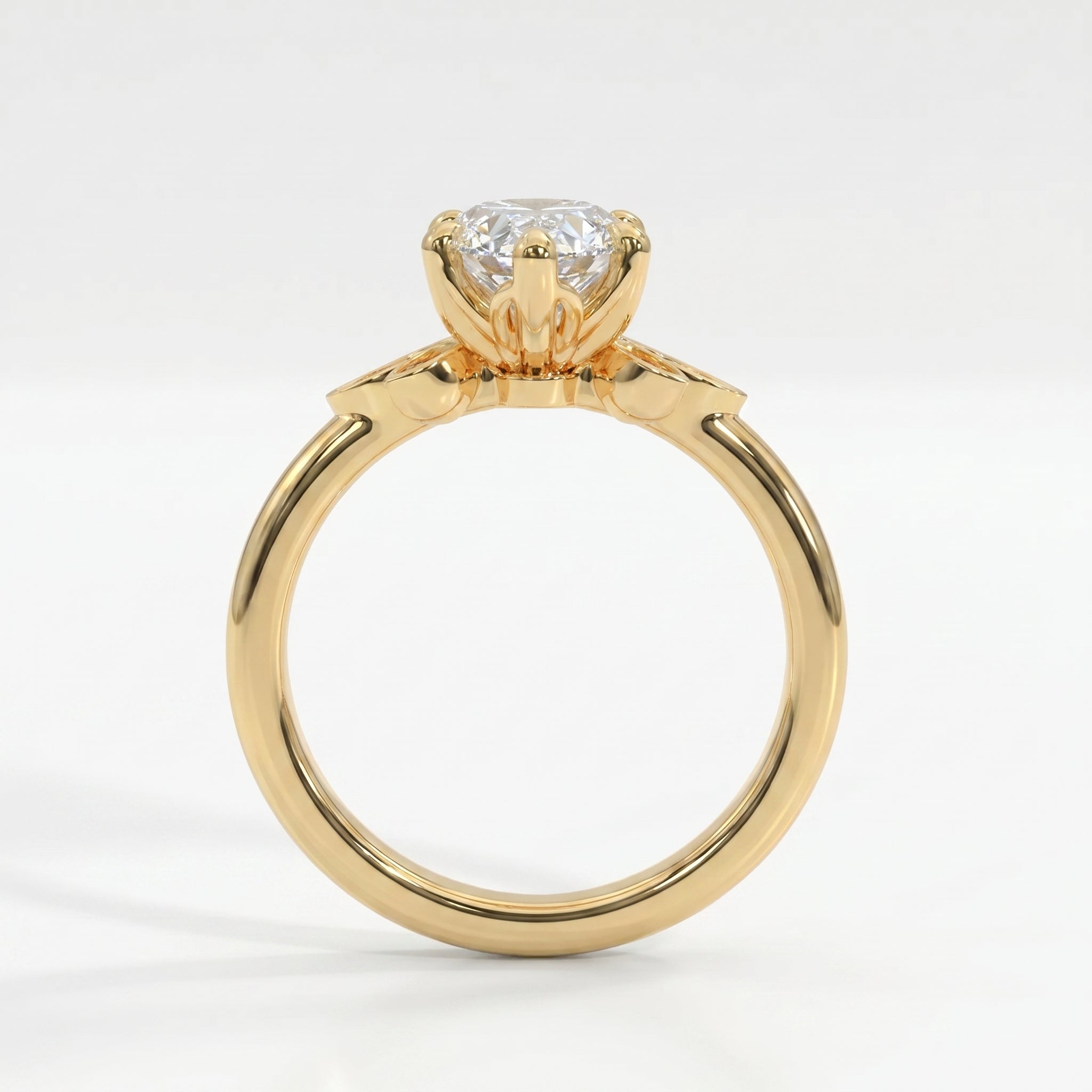 Dutch Marquise Cut Lab Diamond Floral Side Cluster Design Engagement Ring