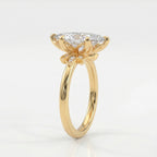 Dutch Marquise Cut Lab Diamond Floral Side Cluster Design Engagement Ring