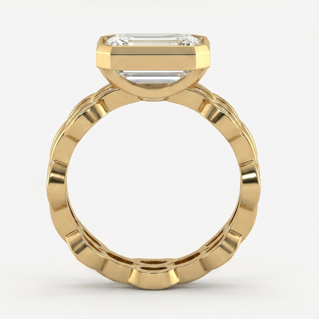 Elegance Statement Emerald-cut diamond Side Stone ring
