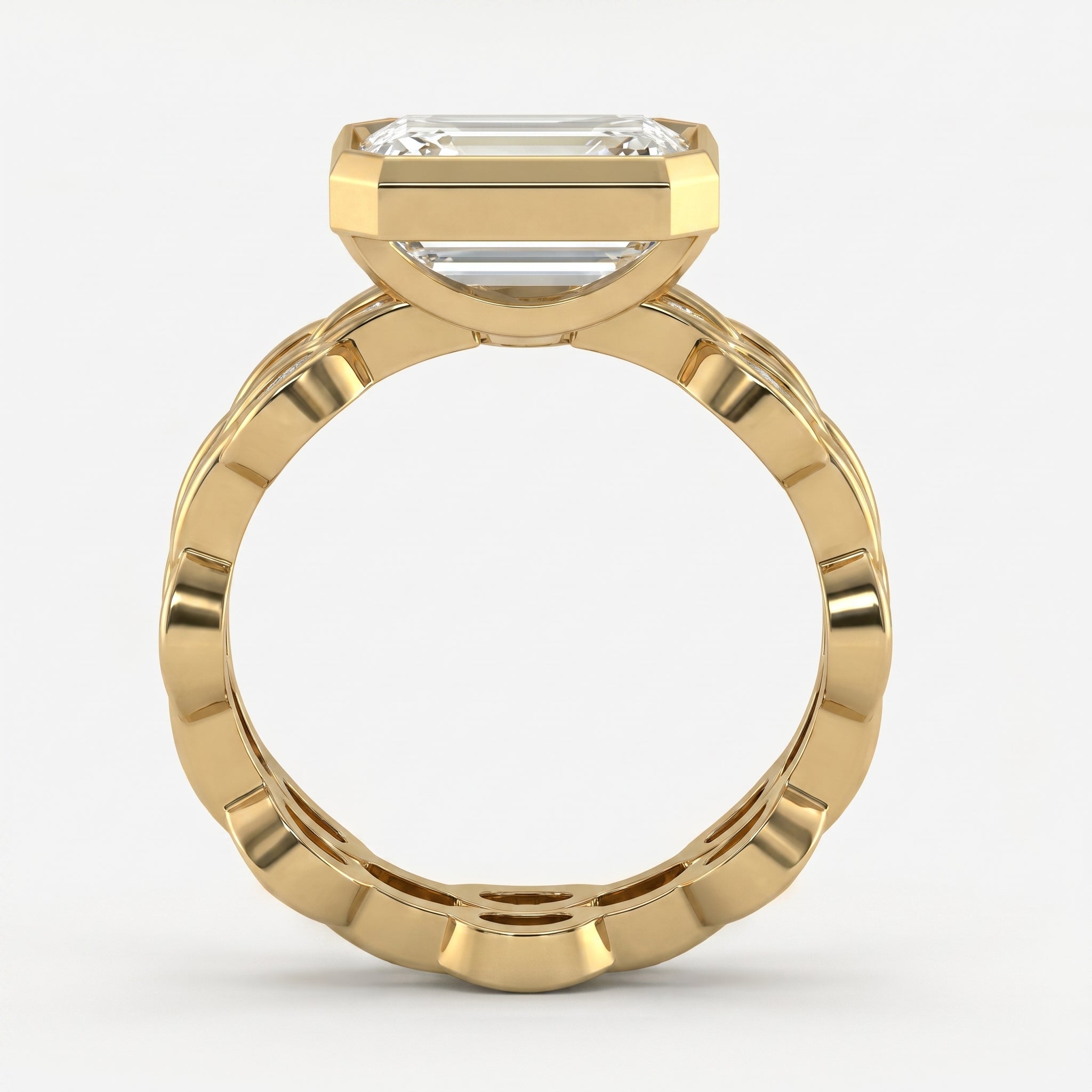Elegance Statement Emerald-cut diamond Side Stone ring