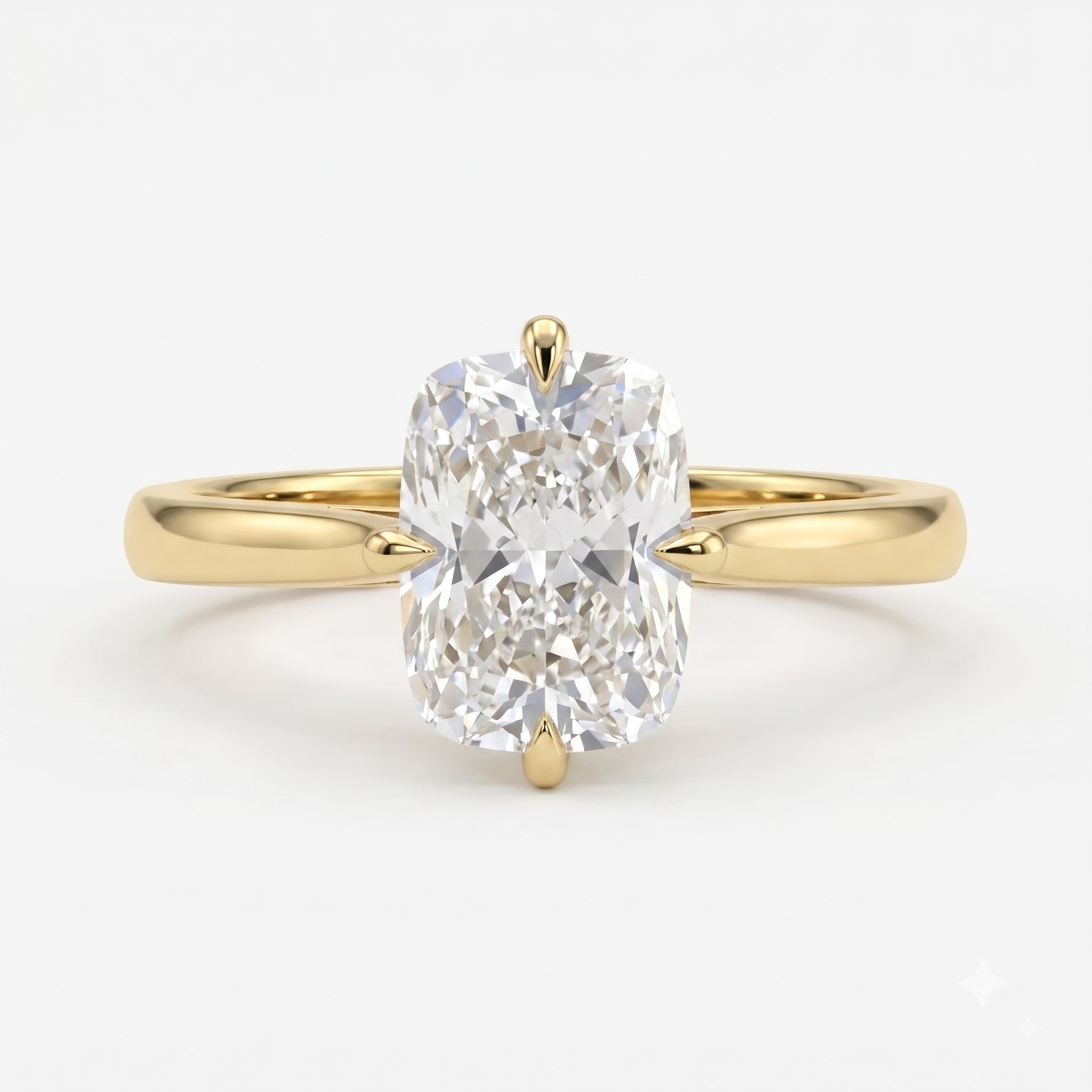 Modern Elongated Long Cushion Diamond Hidden Halo Ring