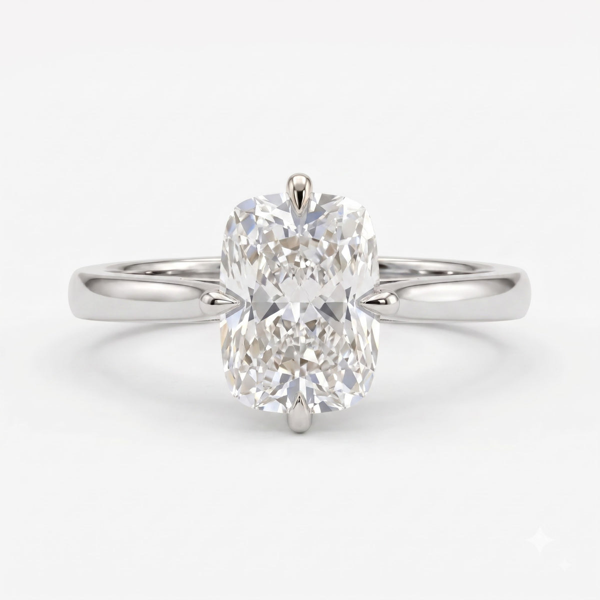 Modern Elongated Long Cushion Diamond Hidden Halo Ring