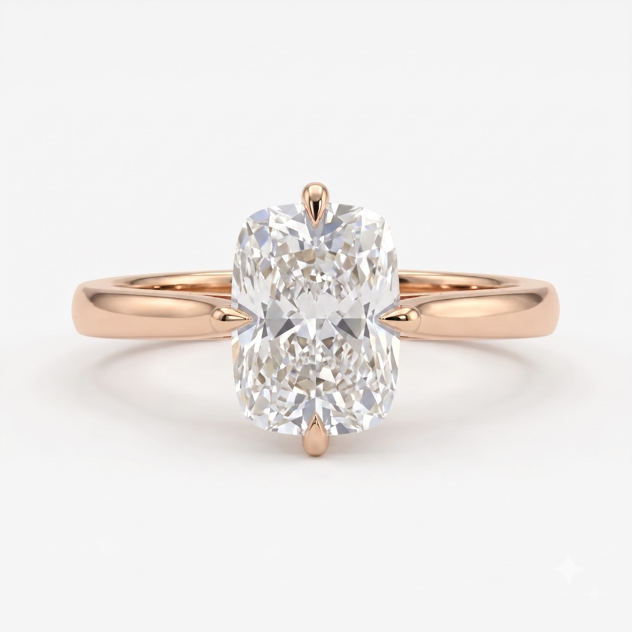 Modern Elongated Long Cushion Diamond Hidden Halo Ring