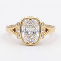 Lumière Bezel Split-Shank Long Cushion Diamond Side Stone Ring