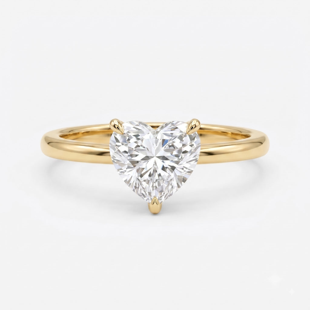 Minimalist Heart Cut Lab Diamond Engagement Ring