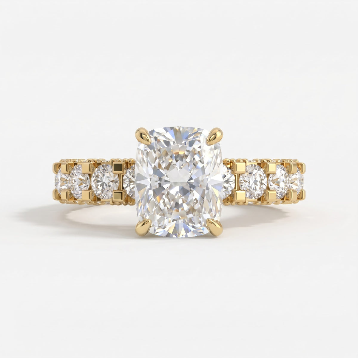 The Celestial Bloom Cushion Diamond Hidden Halo Ring