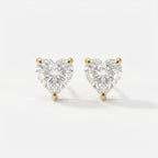 Heart-shaped diamond earrings on a white background