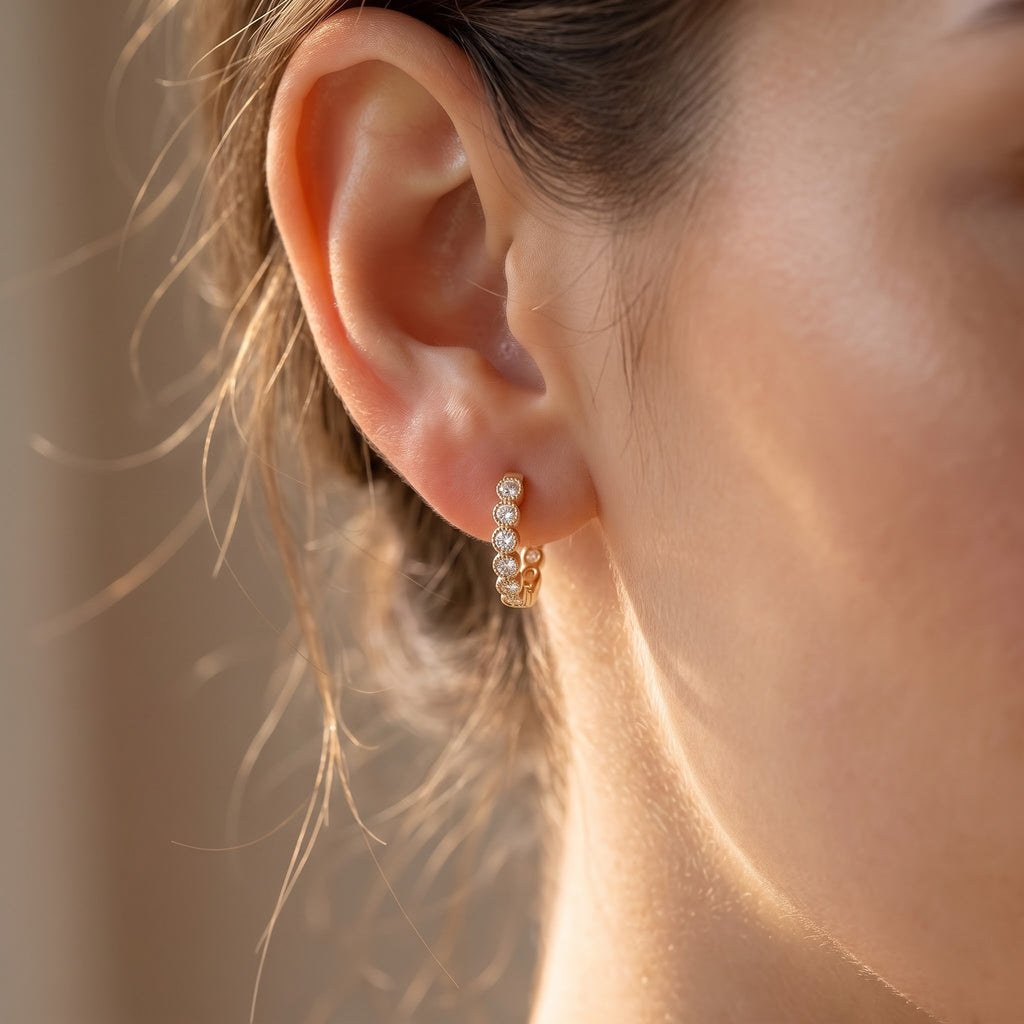 Aureline Brilliant Round Diamond Hoops Earrings
