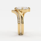 Elegant Marquise cut Diamond V-Shaped Pavé Side Stone Ring