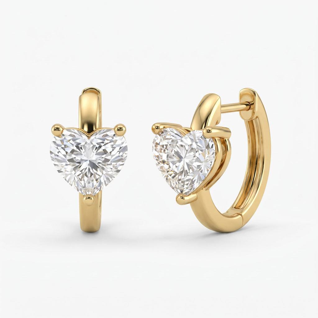 Élan Heart-shaped diamond huggie Hoops earrings