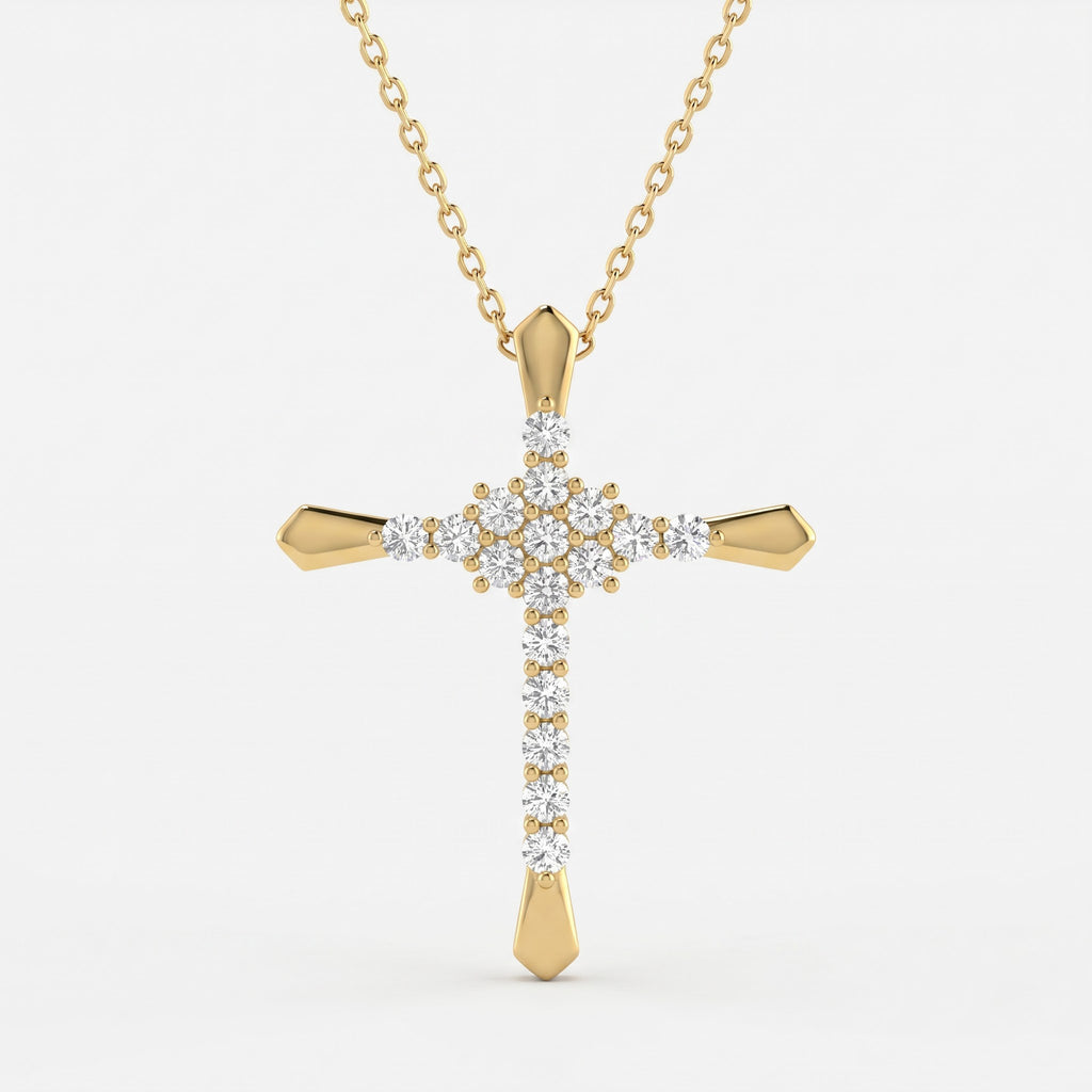 Radiance Round Diamond Cross Pendant Necklace