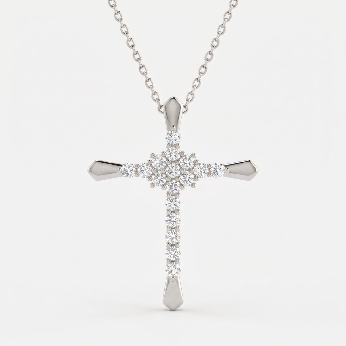 Radiance Round Diamond Cross Pendant Necklace