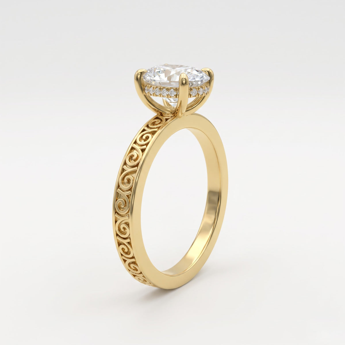 Aurora Elegance Oval-Cut diamond Hidden Halo Ring